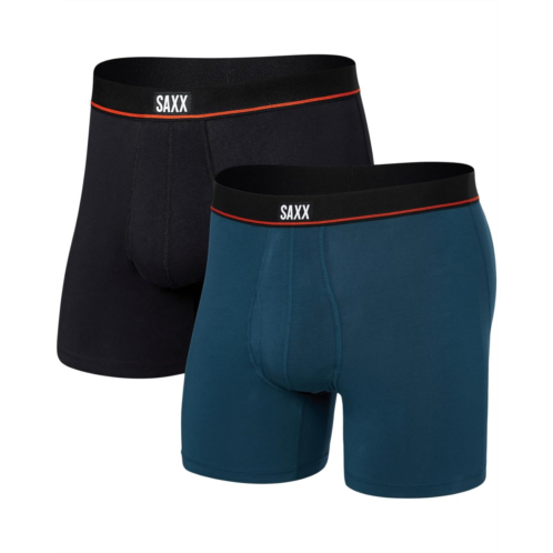 Mens SAXX UNDERWEAR Non-Stop Stretch Cotton Boxer Brief Fly 2-Pack