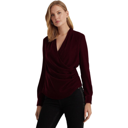 POLO RALPH LAUREN Pleated Velvet Surplice Blouse