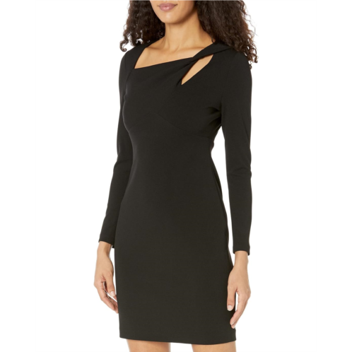 Womens DKNY Long Sleeve Twist Front Sheath Dress