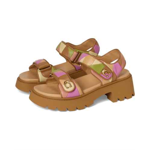 Womens COACH Brynn Platform Quilted Patchwork Leather Sandals