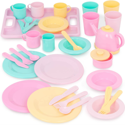 Battat- Play Circle- Dish Set - Plates, Cups, And Tea Party Toys - Play Kitchen For Toddlers- Pretend Play - 3 years + (34 Pcs)