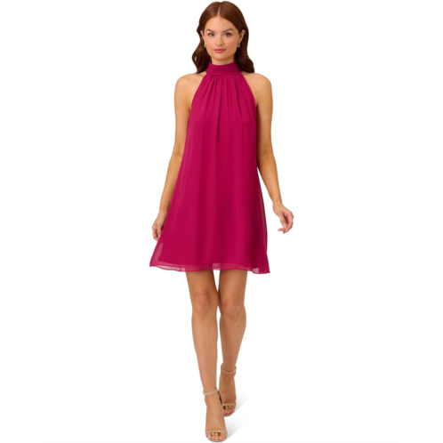 Adrianna Papell Mockneck Chiffon Jersey Dress