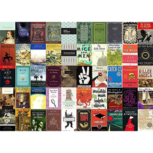 PICKFORU Book Puzzles for Adults 1000 Piece, Essential Book Covers Collage Puzzle, 50 Best Classic Books Add to Your Literary Bucket List, Good Gift for Book Lovers