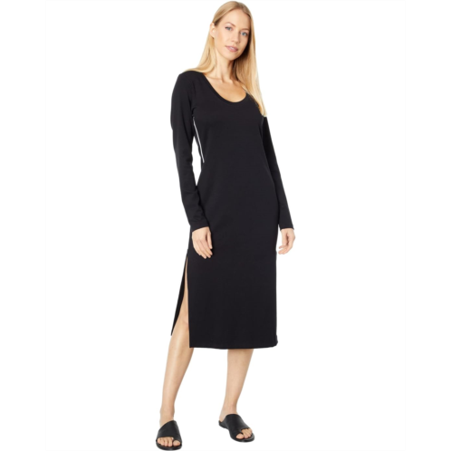 SUNDRY Long Sleeve Midi Dress with Piping