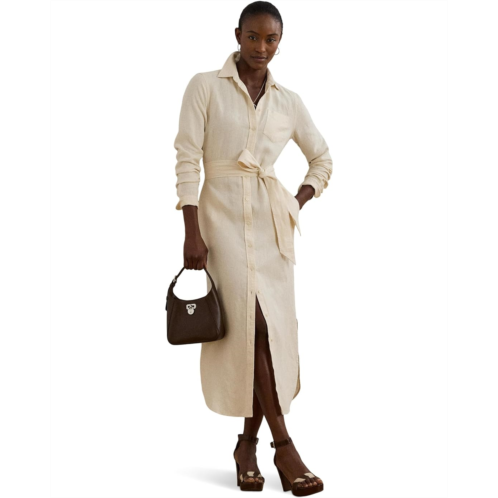 POLO RALPH LAUREN Womens Lauren Ralph Lauren Belted Linen Shirtdress