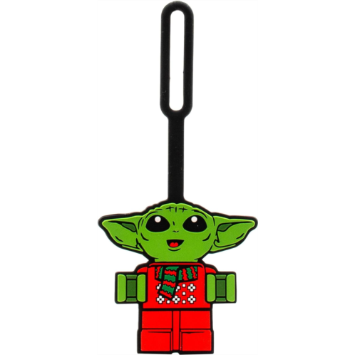 IQ Lego Star Wars Silicone Luggage Tag for Travel, Suitcase, Backpack - Holiday Grogu (53351) Non-Toxic & Odorless with writable Surface on Back for ID Identification. Measures Approx