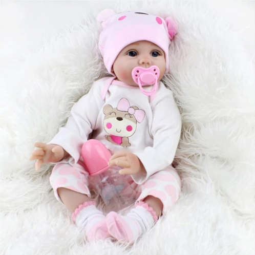 ZIYIUI Reborn Baby Doll, 22 inch Weighted Baby Lifelike Reborn Doll Girl Real Life Baby Doll Reborn Toddler Girls Gift Set for Ages 3+