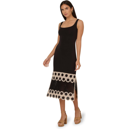 Adrianna Papell Crochet Sheath Midi Dress