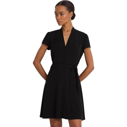 POLO RALPH LAUREN Womens Lauren Ralph Lauren Belted Georgette Short Sleeve Dress