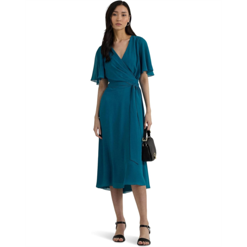 POLO RALPH LAUREN Womens Lauren Ralph Lauren Belted Georgette Dress