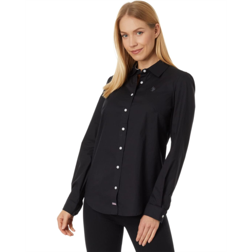 U.S. POLO ASSN. Long Sleeve Solid Stretch Poplin Shirt