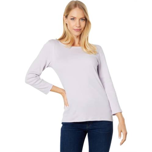 Lilla P 1x1 Rib 3/4 Sleeve Boatneck Top
