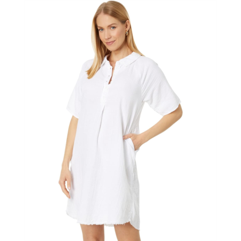 Womens Mod-o-doc Double Layer Gauze Half Raglan Sleeve Henley Dress