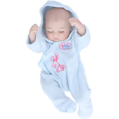 LiebeWH 10inch Reborn Dolls Soft Silicone Lifelike Baby Dolls Washable Real Life Infant Dolls for Children Above 3 Years Old(Blue boy)