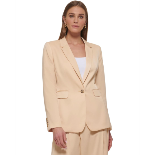 DKNY One-Button Flap Pocket Blazer