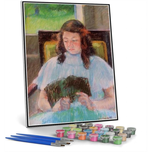Hhydzq Paint by Numbers for Adult Kits Young Girl Reading Painting by Mary Stevenson Cassatt Arts Craft for Home Wall Decor