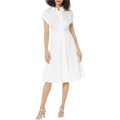 POLO RALPH LAUREN Womens Lauren Ralph Lauren Twist-Front Cotton-Blend Shirtdress