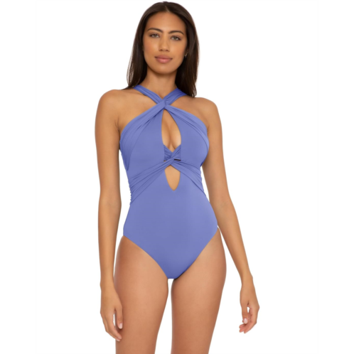 Womens BECCA Color Code Gracelyn Twist High Neck One Piece