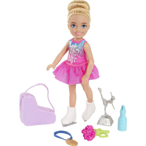 Barbie Chelsea Can Be Playset with Blonde Chelsea Ice Skater Doll (6 inches), Carry Case, Bouquet, Medal, Trophy, Water Bottle, Great For Ages 3 Years Old & Up