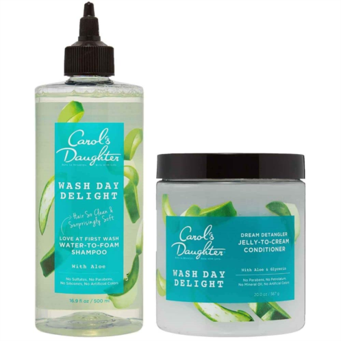 Carols Daughter Wash Day Delight Sulfate Free Clarifying Shampoo and Deep Conditioner Gift Set with Aloe and Micellar - Best for Curly, Natural, and Textured Hair - Detangle and Mo
