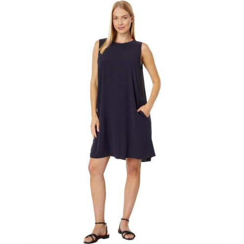 Womens Eileen Fisher Petite Round Neck Knee Length Dress