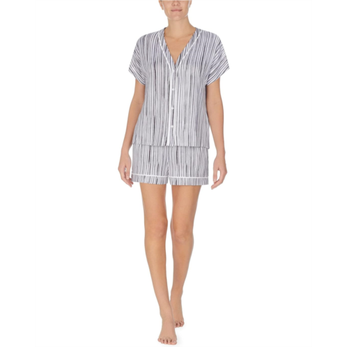 Donna Karan Short Sleeve Top and Boxer Pajama Set