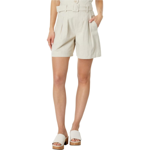 Womens Blank NYC Linen Belted Shorts in Bleached Sand