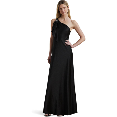 POLO RALPH LAUREN Womens Lauren Ralph Lauren Satin Charmeuse One Shoulder Gown