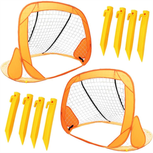 Boley Small Soccer Goal Set - 2 Pack 31 in Portable Pop Up Mini Soccer Net for Backyard Sports Games, Exercise, and Play - Outdoor Soccer Training Equipment for Kids and Youth Spor
