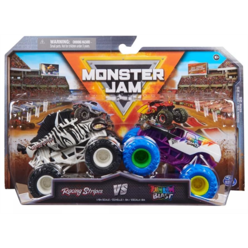 Monster Jam 2023 Official 1:64 Scale Diecast Truck 2-Pack (Series 25 Racing Stripes vs Rainbow Blast)