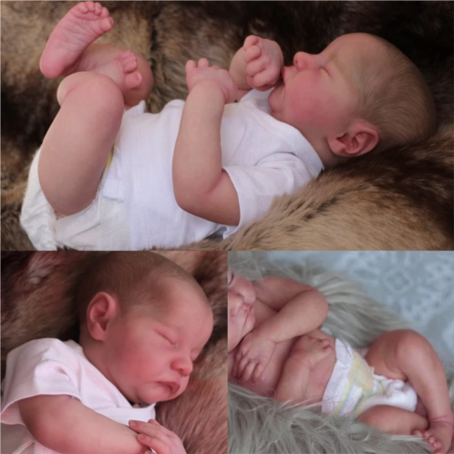 Anano Realistic Newborn Reborn Baby Doll Boy 20 Inch Handmade Soft Lifelike Baby Boy Doll Silicone Vinyl Life Size Stimulation Baby Doll Flexable Rebirth Infant Baby Doll with Stuf