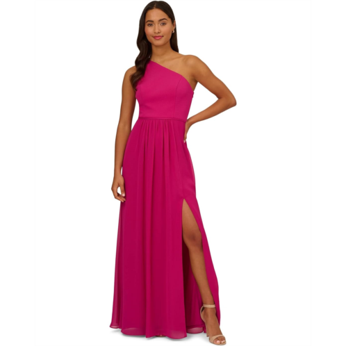 Womens Adrianna Papell One Shoulder Chiffon Gown