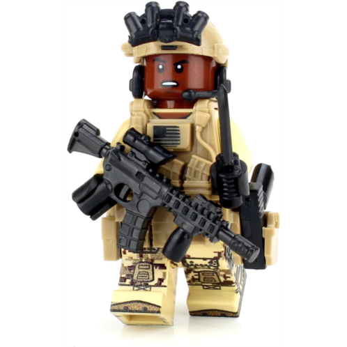 Battle Brick African American Special Forces Soldier Custom Minifigure Accessories Made in The USA Genuine Military Minifig 1.6 Inches Tall Great Gift for Ages 10+ to Adult AFOL