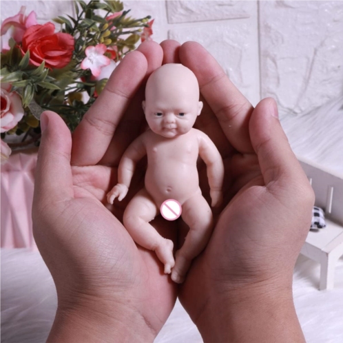 DARUOAND A2B 4.33inch Mini Silicone Reborn Baby Dolls Realistic Newborn Baby Dolls Uncompleted Baby Doll Movable Full Limb Baby Sleeping Dolls Room Decoration for Kids Over 3 Years