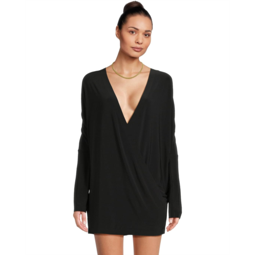 Womens Norma Kamali Dolman Wrap Mini Dress