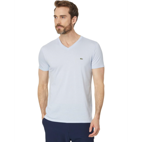 Mens Lacoste Short Sleeve V-Neck Pima Jersey Tee Shirt