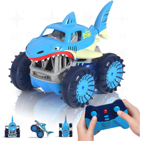 zingzoom Amphibious Remote Control Car, Fast Direct Charging RC Cars 360° Flip Waterproof Monster Trucks 2.4Ghz 15KM/H 4WD All Terrain RC Race Car Toy Xmas Gift for Boys and Girls