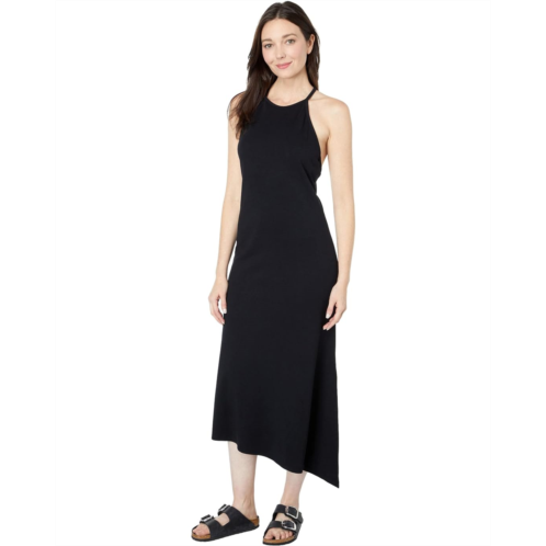 SUNDRY Open Back Asymmetrical Dress in Cotton Modal