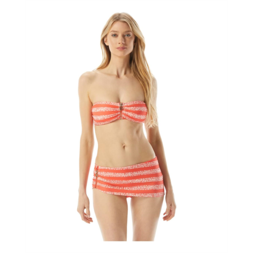 Michael Michael Kors Kytoto Stripe Logo Zip Front Bandeau Bikini Top