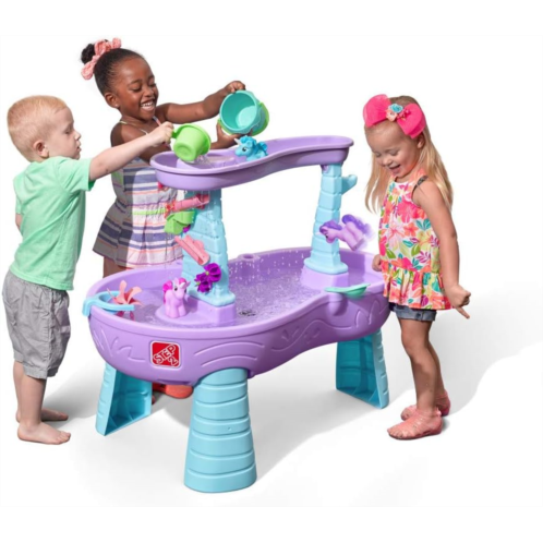 Step2 Rain Showers & Unicorns Kids Water Tables, Outdoor Toddler Activity Table, Ages 1.5+ Years Old, 12 Piece Water Toy Accessories, Blue & Purple