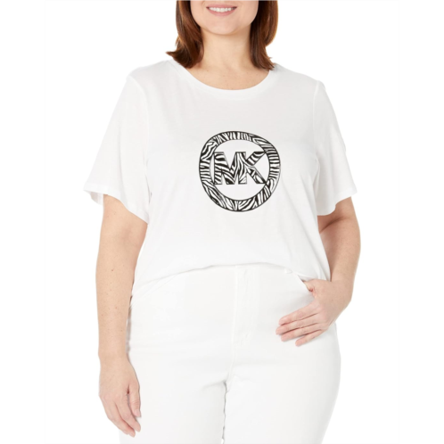 Michael Michael Kors Plus Size Zebra Charm Short Sleeve Logo Tee