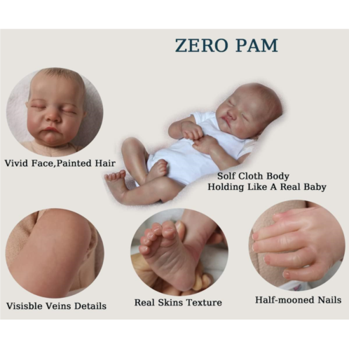 Zero Pam Realistic Reborn Doll Newborn Boys Sleeping 19 inch Soft Silicone Baby Doll Real Life Boy Handcrafted Reborn Boy Collectable