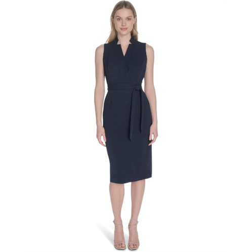 Womens Calvin Klein Scuba Crepe Collar Self Tie