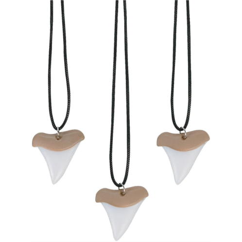 Fun Express Shark Tooth Necklaces on Cord (bulk set of 12) Shark Birthday Party Favors and Supplies