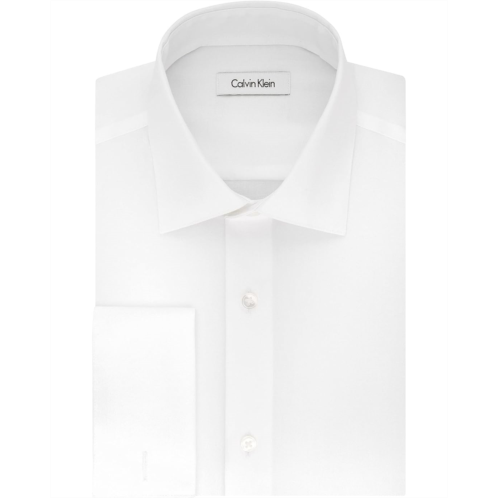 Mens Calvin Klein Dress Shirt Regular Fit Non Iron Herringbone French Cuff