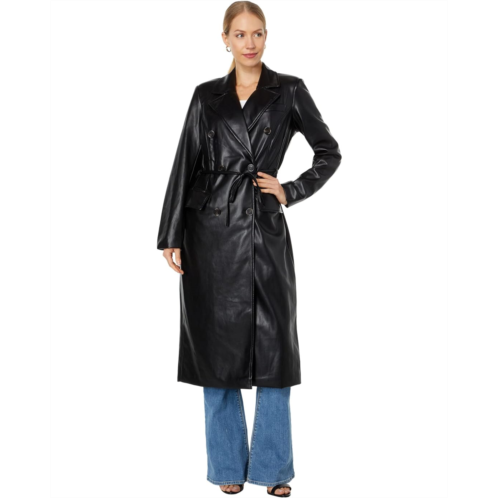 Avec Les Filles Belted Faux Leather Coat