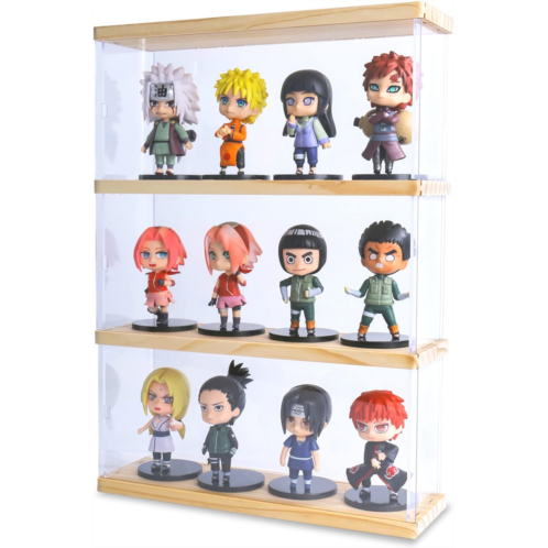 Generic Clear Display Case for Collectibles Minifigures Anime Figure and Funko Pop Display Case Funko shelves Amiibo Wall Shelf Acrylic case for Mini Action Figures and Figurines (3 Tiers)