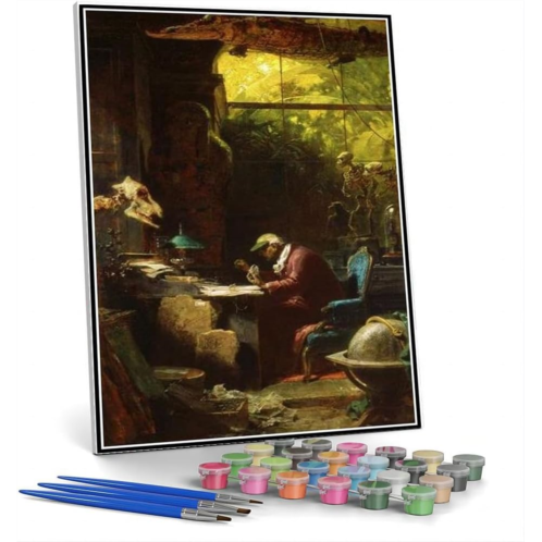 Hhydzq Paint by Numbers Kits for Adults and Kids Scholar of Natural Sciences Painting by Carl Spitzweg Arts Craft for Home Wall Decor