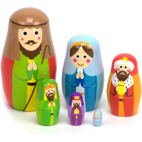 Imagination Generation - Nesting Nativity Set for Kids - Christmas Nesting Dolls, Wooden Toys Playset with Baby Jesus, Three Kings, Mary and Joseph Figurines for Kids - 11 Pcs