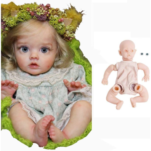 Anano Mini Doll Kits Elf 12 Inch Reborn Baby Doll Kits Unpainted Newborn Baby Doll Parts Blank for Beginners （Head+Full Limbs+Cloth Body+Eyes）